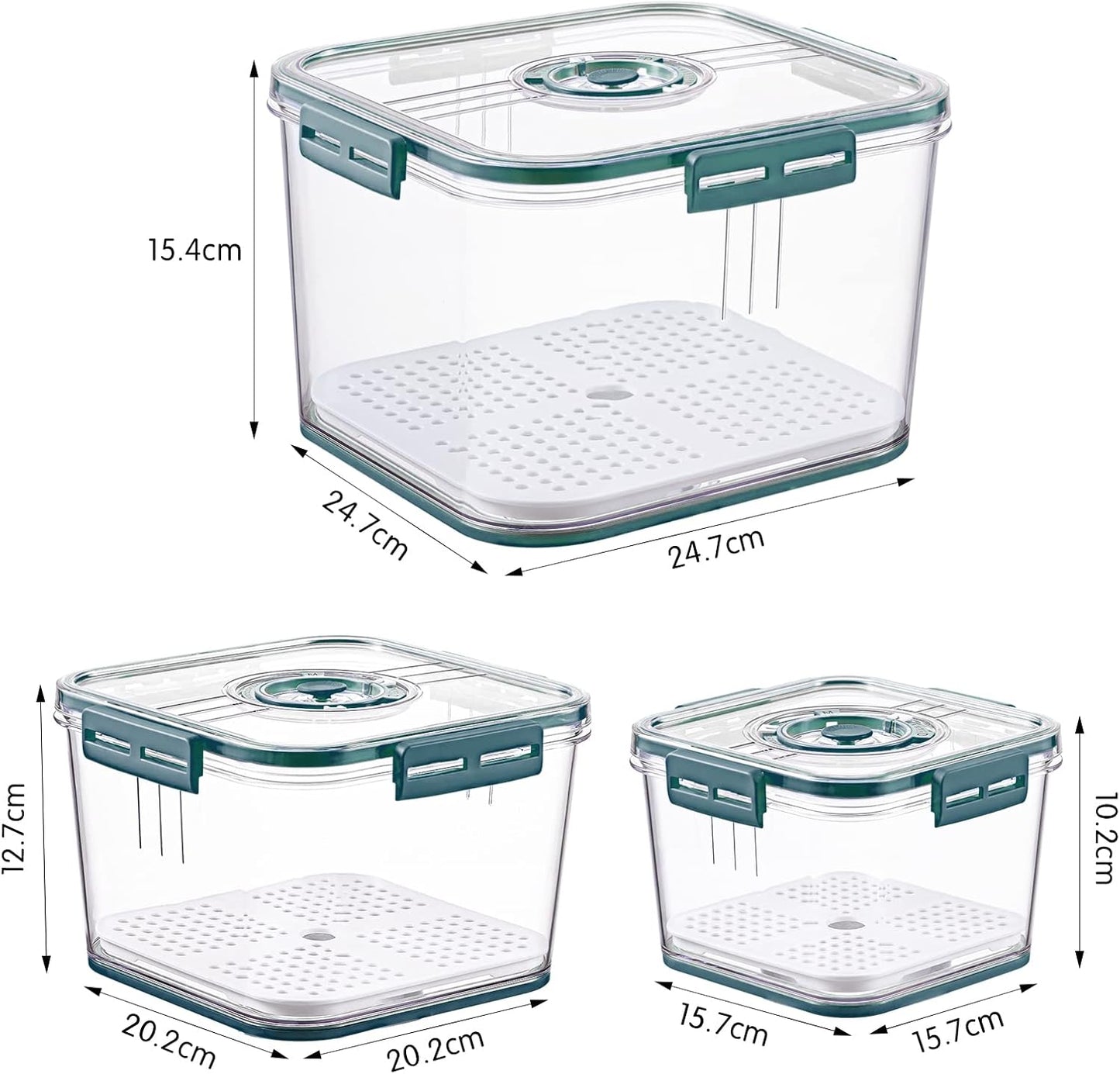 Food Storage Containers,186/98/48 Oz Multifunctional Draining Crisper with Strainers,Vegetables and Fruits Storage Containers with Lids Suitable for All Kinds of Food Storage,Bpa Free Plastic