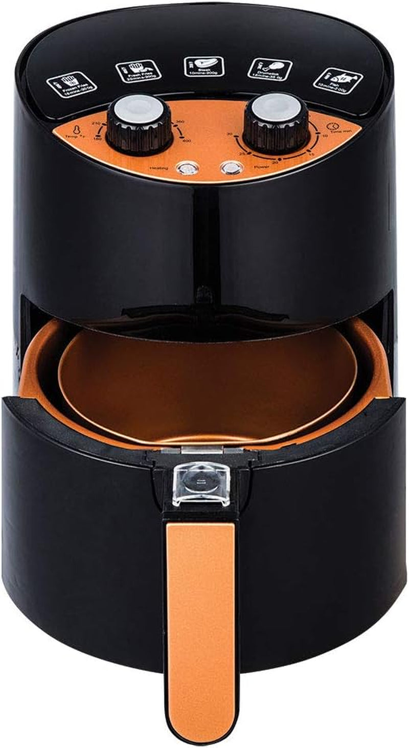 2 QT Air Fryer - Turbo Cyclonic Airfryer with Rapid Air Technology for Less Oil-Less Cooking. Includes Recipe Book (Black)