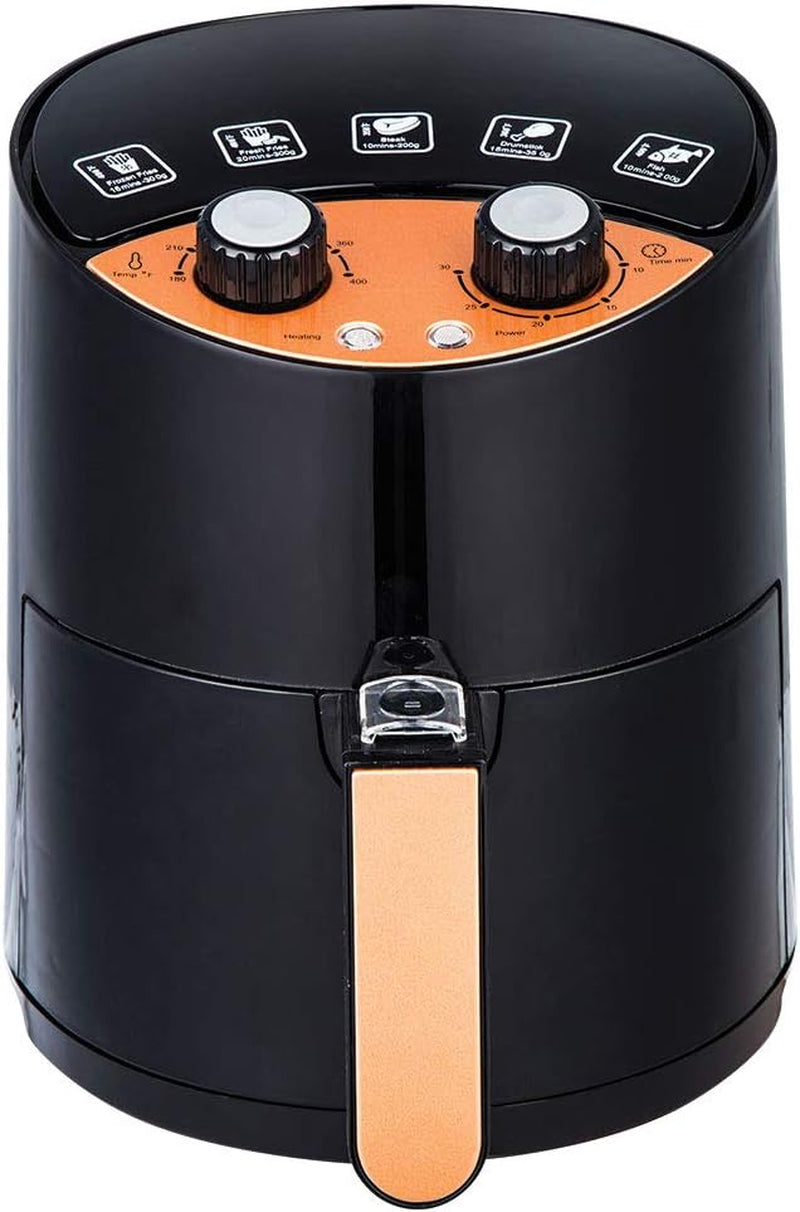 2 QT Air Fryer - Turbo Cyclonic Airfryer with Rapid Air Technology for Less Oil-Less Cooking. Includes Recipe Book (Black)