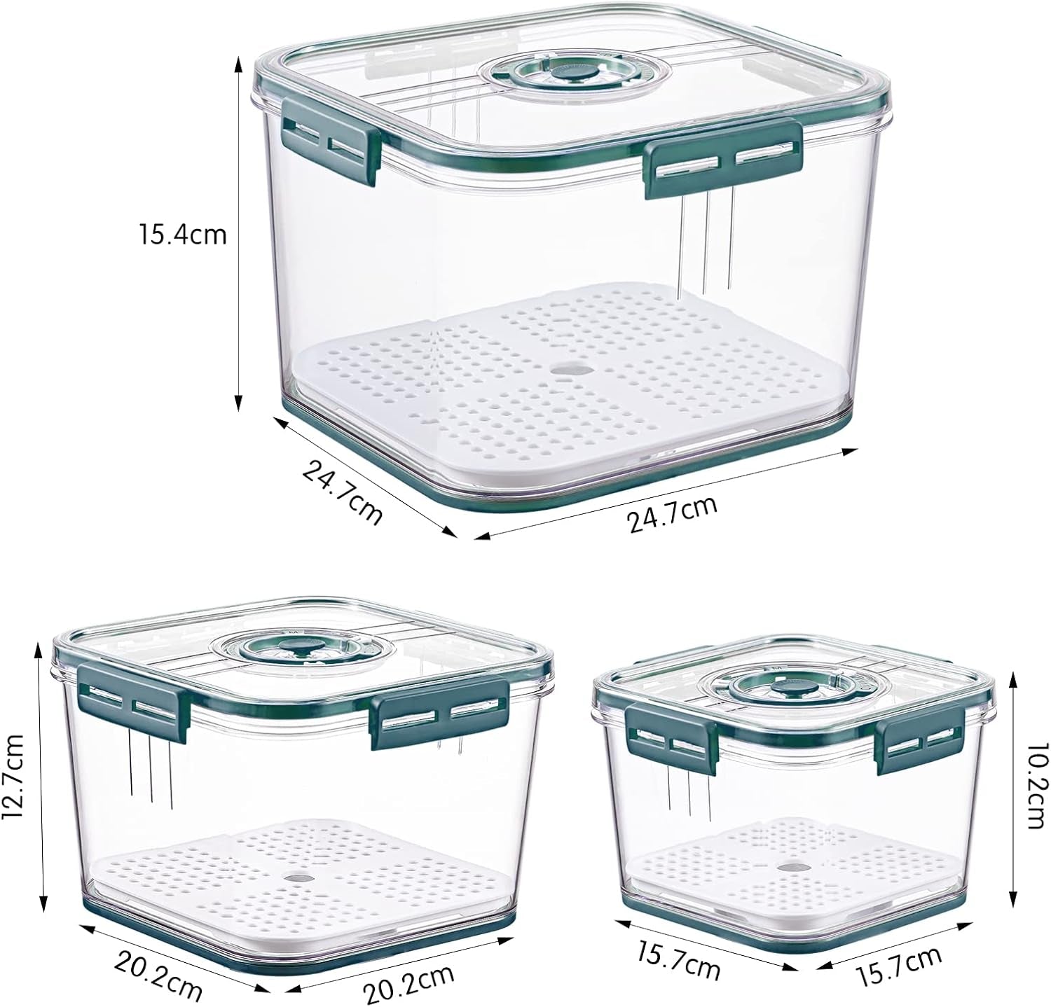 Food Storage Containers,186/98/48 Oz Multifunctional Draining Crisper with Strainers,Vegetables and Fruits Storage Containers with Lids Suitable for All Kinds of Food Storage,Bpa Free Plastic
