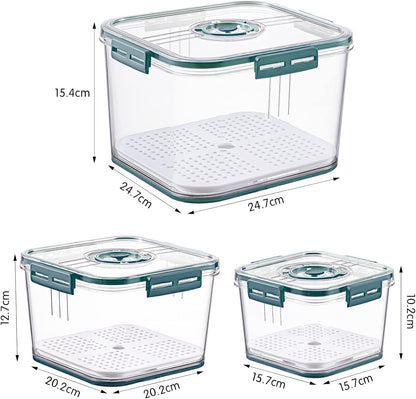 Food Storage Containers,186/98/48 Oz Multifunctional Draining Crisper with Strainers,Vegetables and Fruits Storage Containers with Lids Suitable for All Kinds of Food Storage,Bpa Free Plastic